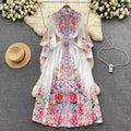 Courtly Flared Sleeve Floral Dress
