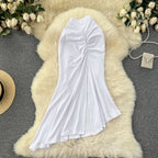 Solid Color Hip-wrapping Fishtail Skirt