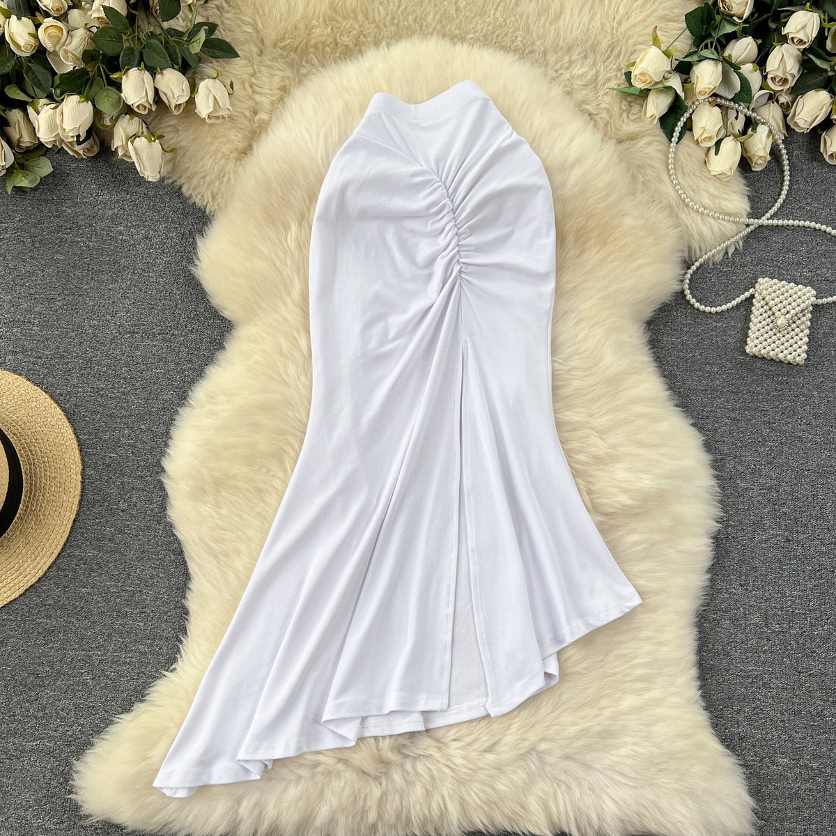 Solid Color Hip-wrapping Fishtail Skirt