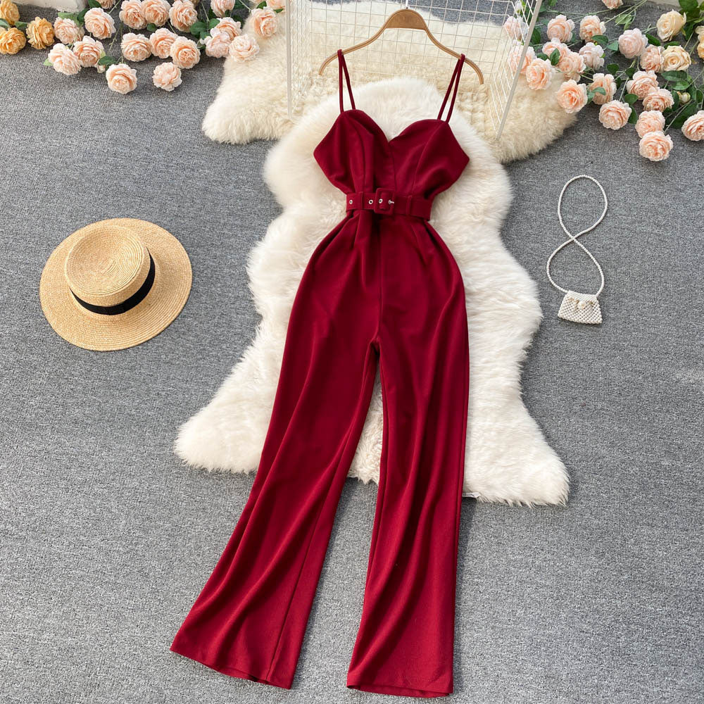 Sleeveless Sling Wide-Leg Jumpsuit