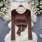 Chic U-neck Backless Lace-up Top