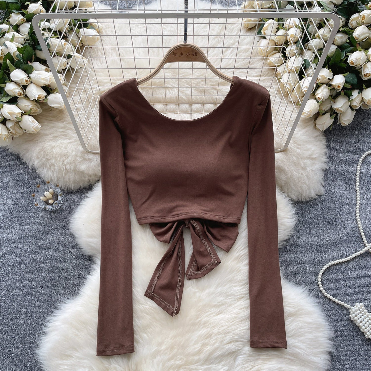 Chic U-neck Backless Lace-up Top