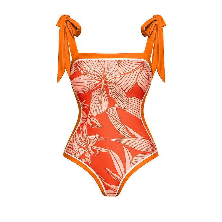 Slip One-piece Swimwear&Skirt Printed 2Pcs