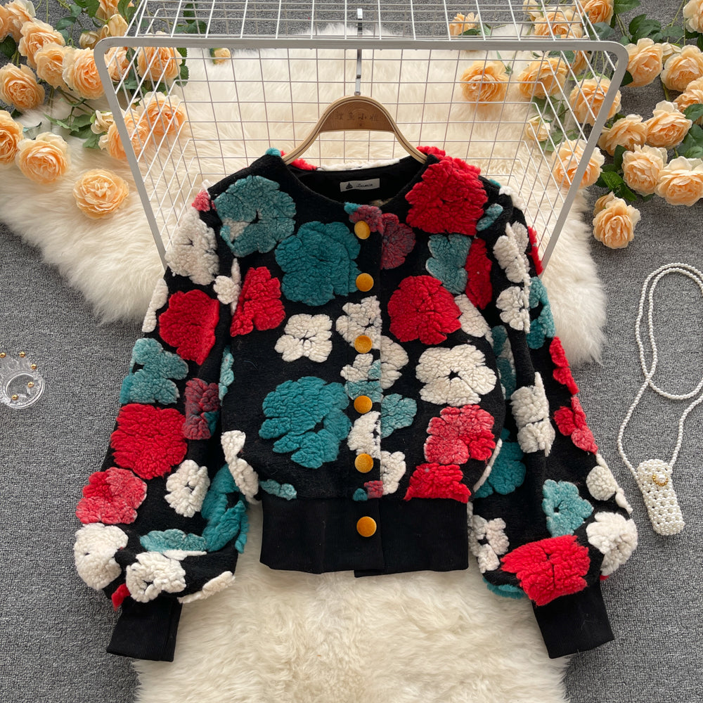 Vintage 3d Colorful Floral Jacket