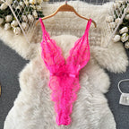 Vintage Lace V-neck High-cut Jumpsuit