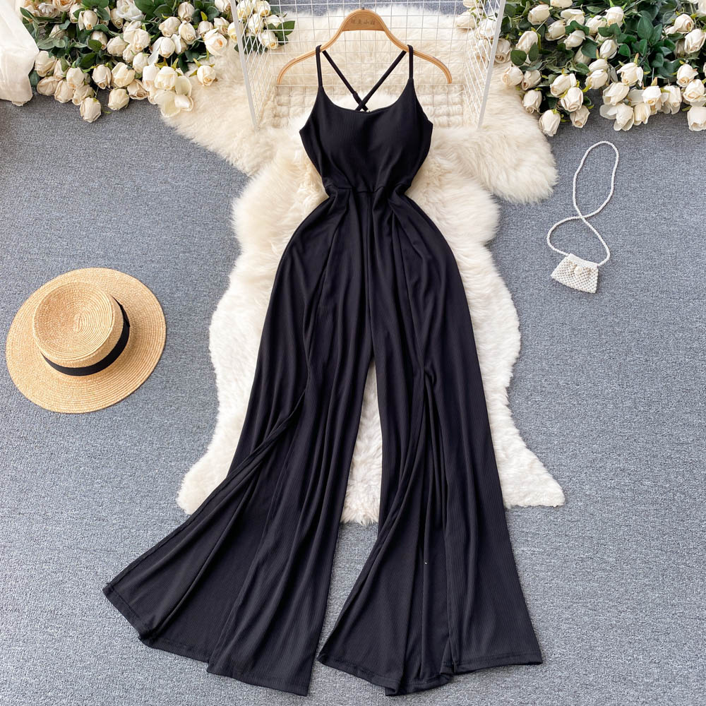 Solid Color Draped Slip Jumpsuit