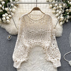 Vintage Hollowed Crochet Knitted Top