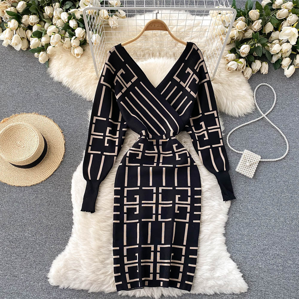 V-neck Knitted Dress