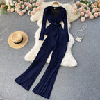 Pit-striped Lace-up Cardigan&Trousers 2Pcs