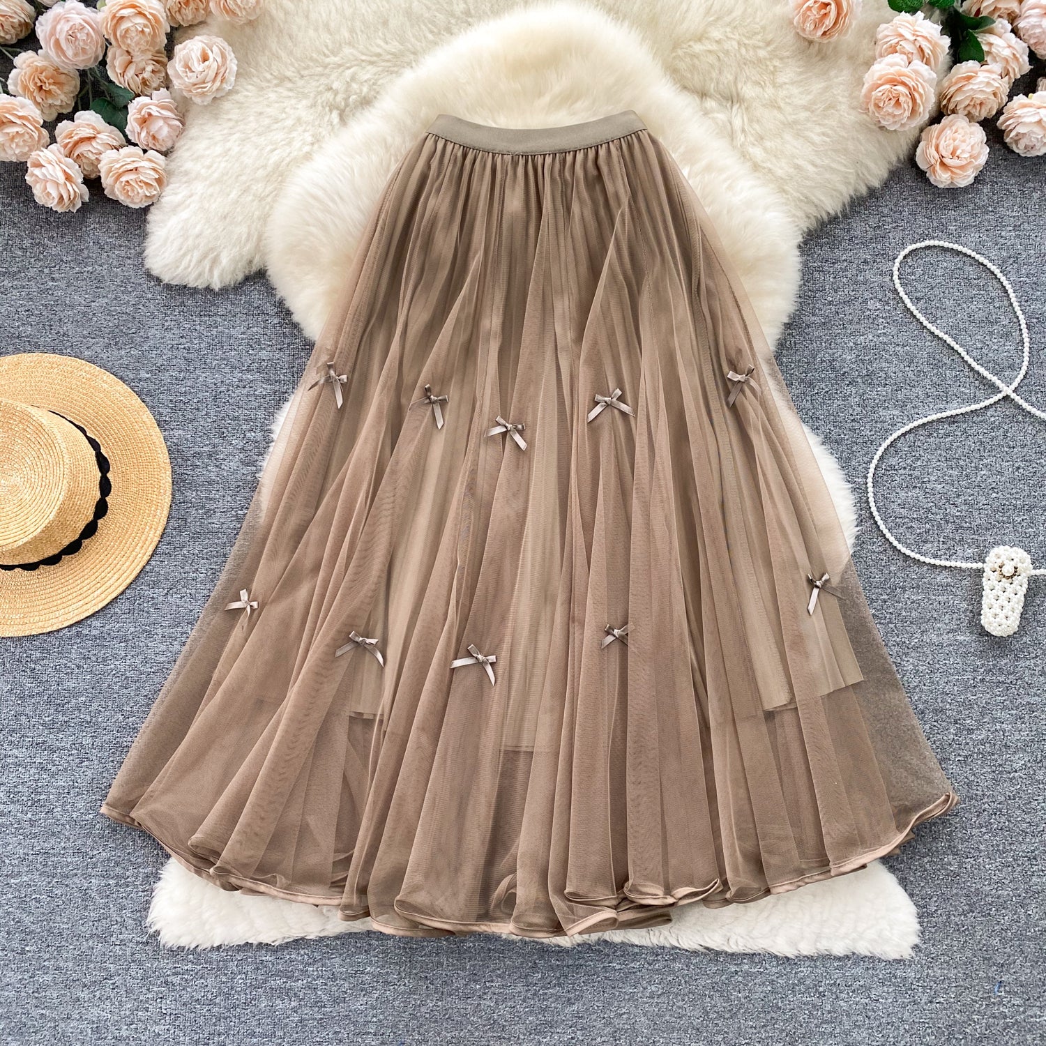 Fairy Bow Elastic Mesh Skirt