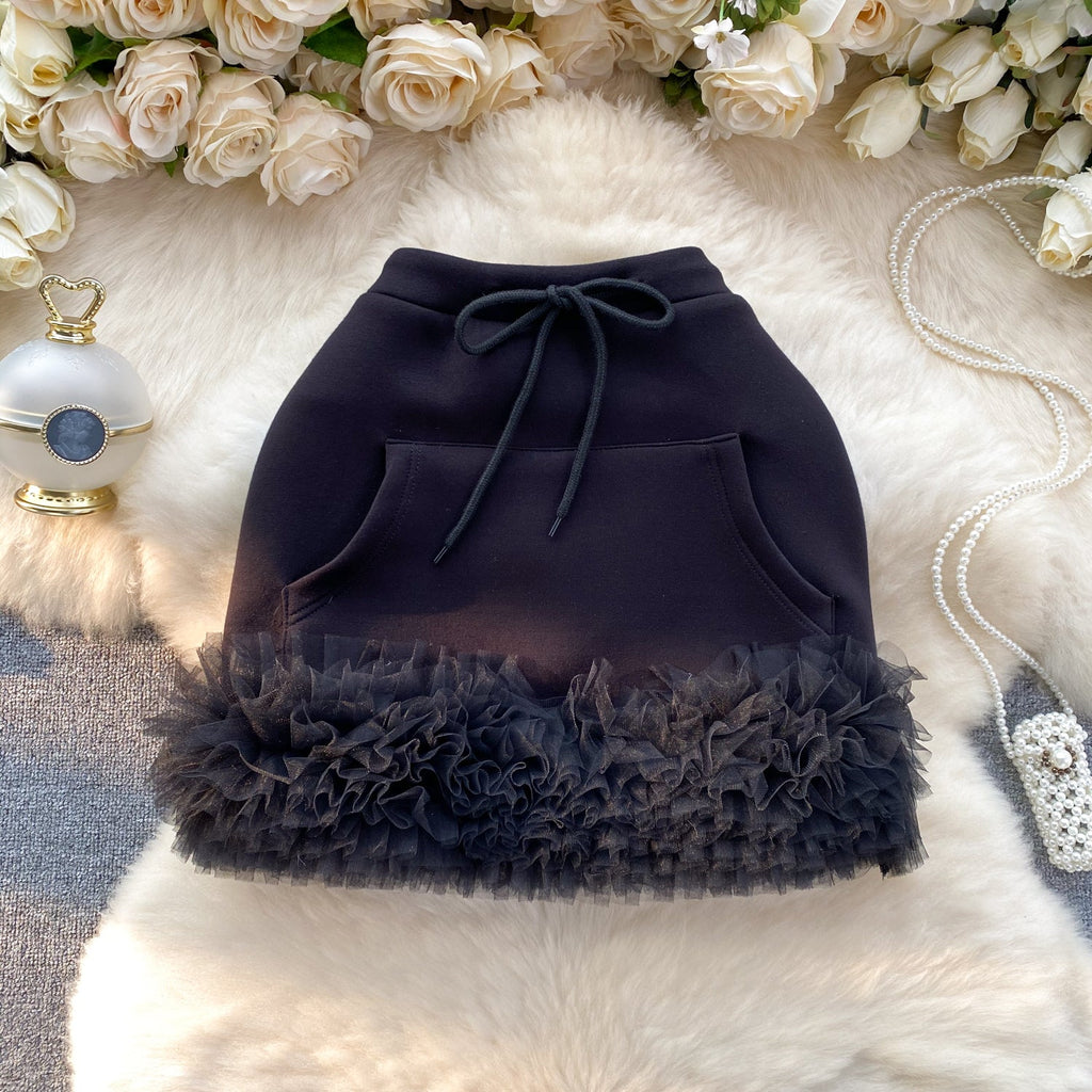 Niche Ruffled Mesh Pendulum Skirt