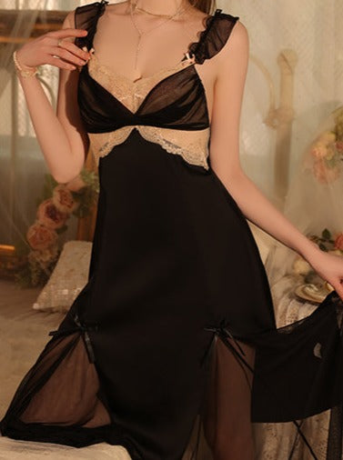 Hollowed Lace Long Lounge Dress