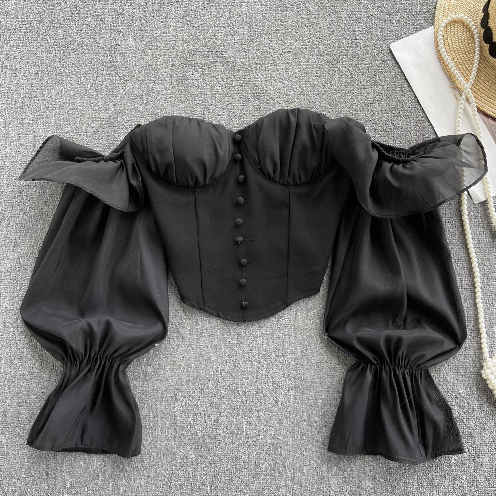 Strapless Chiffon Long Sleeve Top