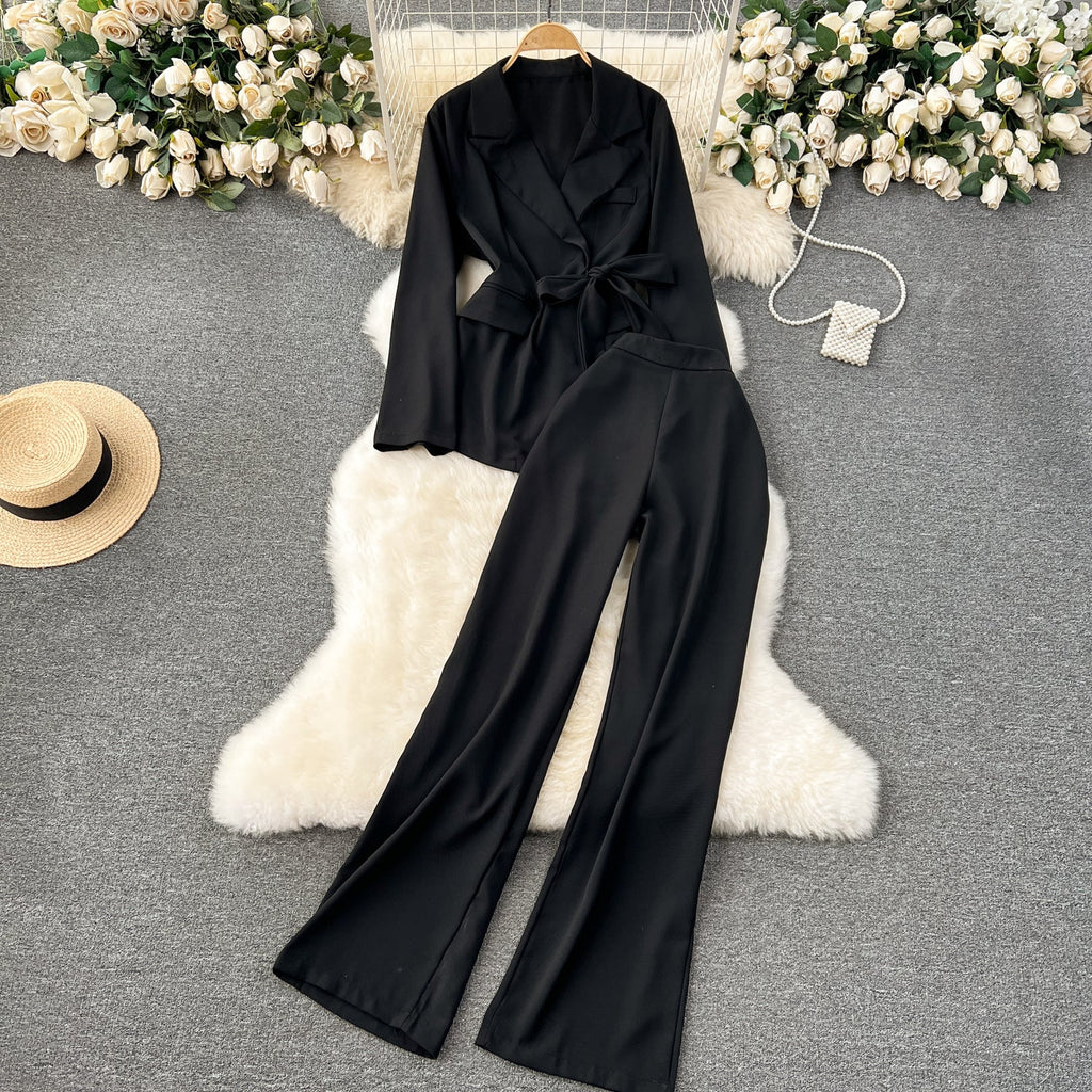 Blazer&Trousers Solid Color 2Pcs