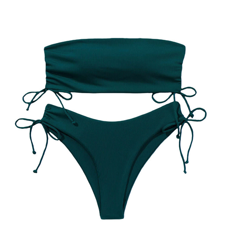 Drawstring Tankini with Detachable Strap