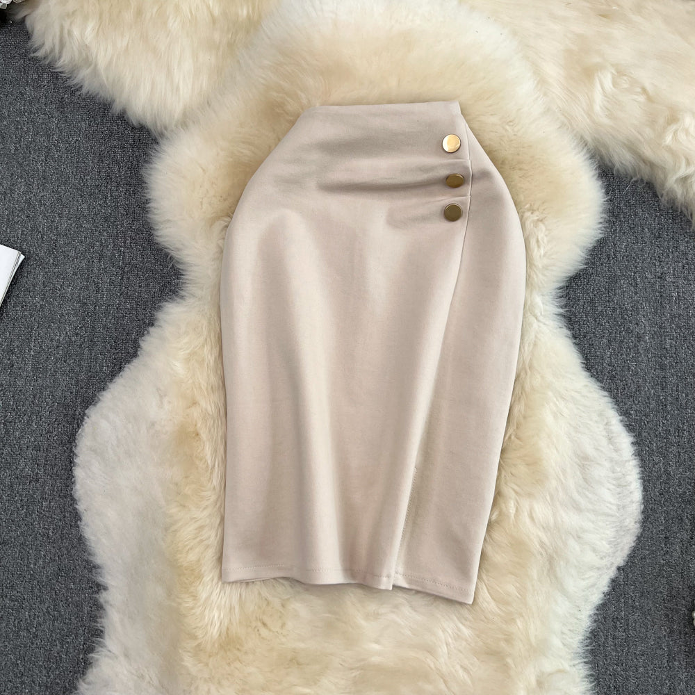 Pleated Hip-wrapping OL Skirt