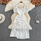 Fairy Puffy-sleeve Polka Dot Dress