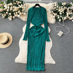 Casual Round Collar Elastic Dress