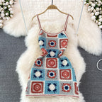 Backless Colourful Crocheted Slip Dress