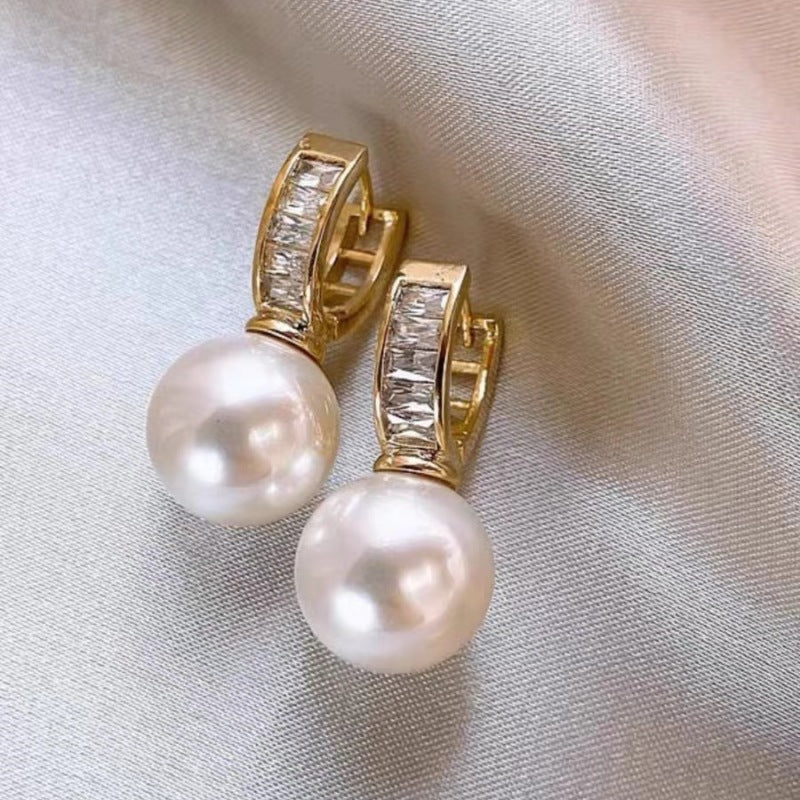 Pink Faux Pearl Copper Earrings