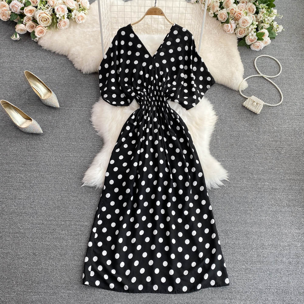 V-neck Batwing Sleeve A-line Maxi Dress