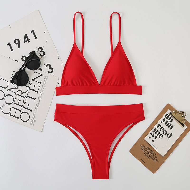 Solid Color Chic Padded Bikini