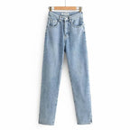 Slit Straight Leg Jeans