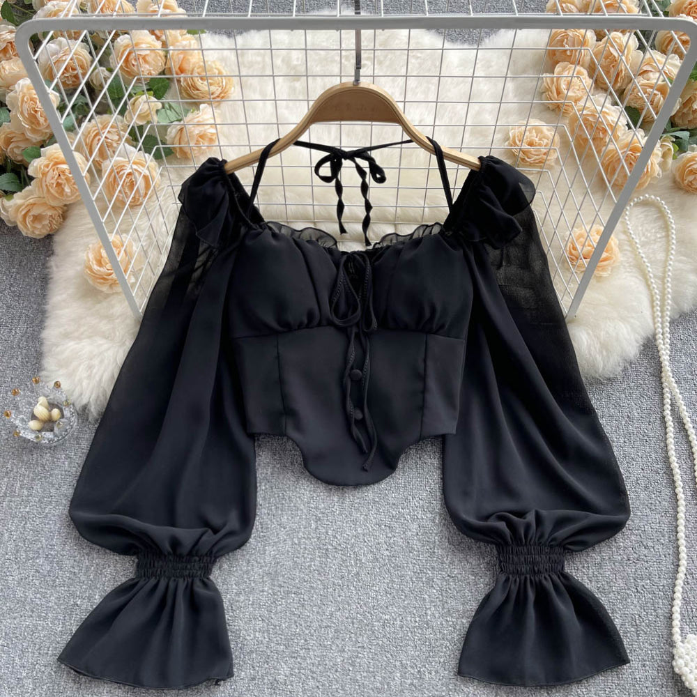 Loose Lace-up Halter Shirt