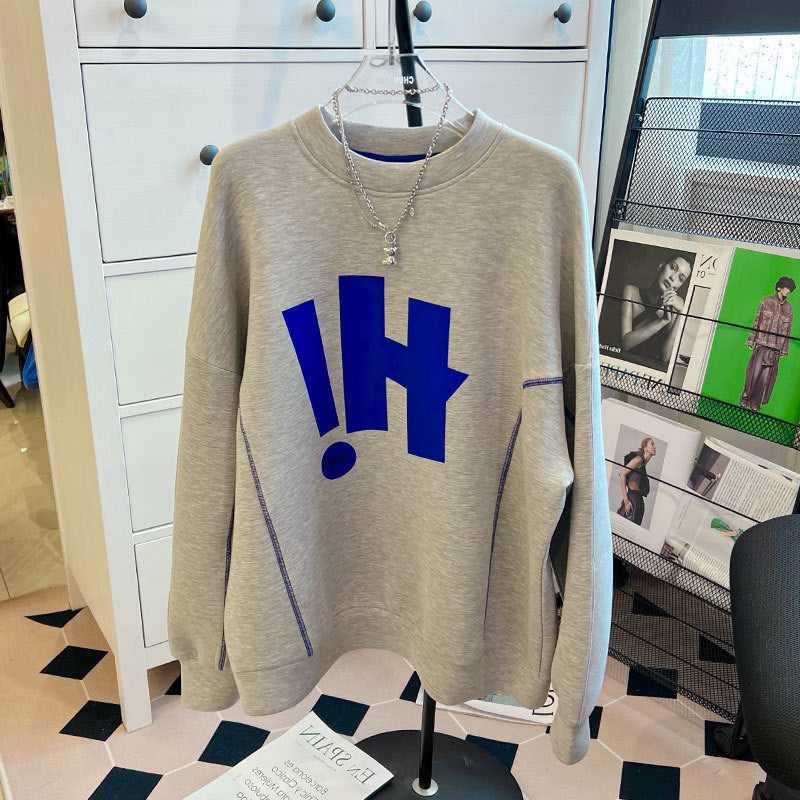 Oversized Printed Crew Neck Sweatshirt