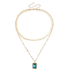 Imitation Gemstone Pendant Double-layer Necklace