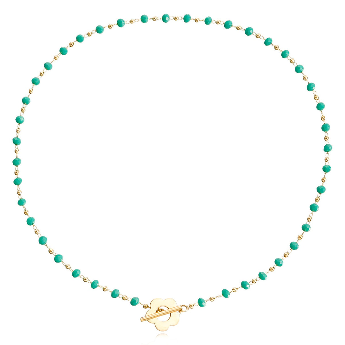 Crystal Glass Beads OT Buckle Necklace