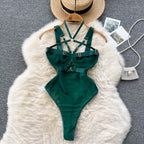Unique Design Lace-up Hollowed Bodysuit