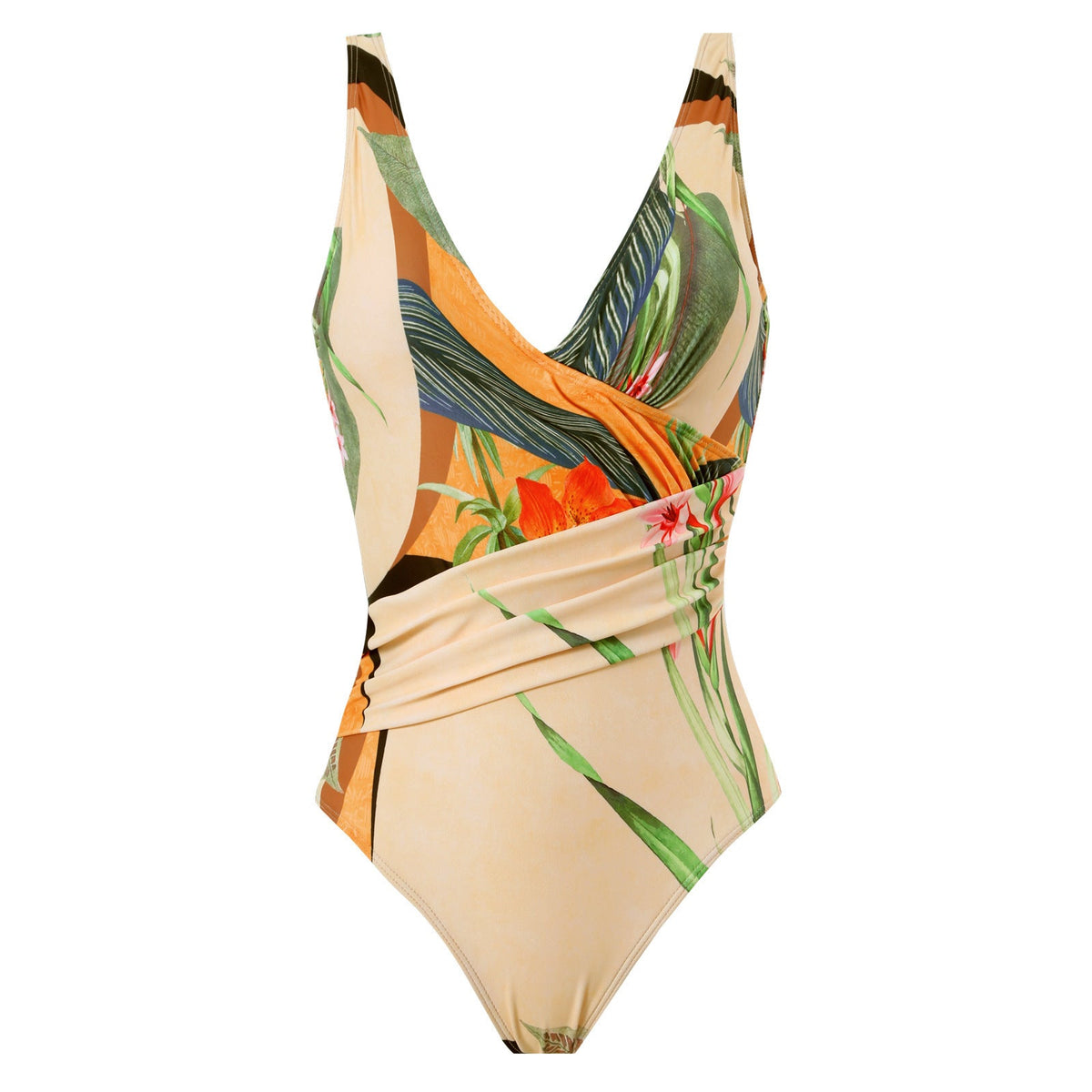 Floral One-piece Swimwear&Lace-up Skirt