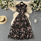 Vintage V-neck Sleeveless Floral Dress