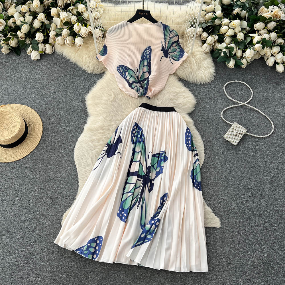 Top&Pleated Skirt Floral 2Pcs