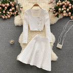 Suit Top&A-line Skirt 2Pcs Set