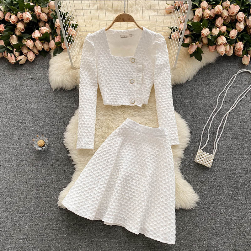 Suit Top&A-line Skirt 2Pcs Set
