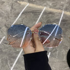 Polygonal Gradient Lenses Rimless Glasses