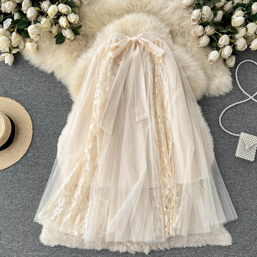 Fairy Mesh Lace Embroidered Chiffon Skirt