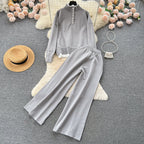 Color Blocking Jumper&Trousers Knitted 2Pcs