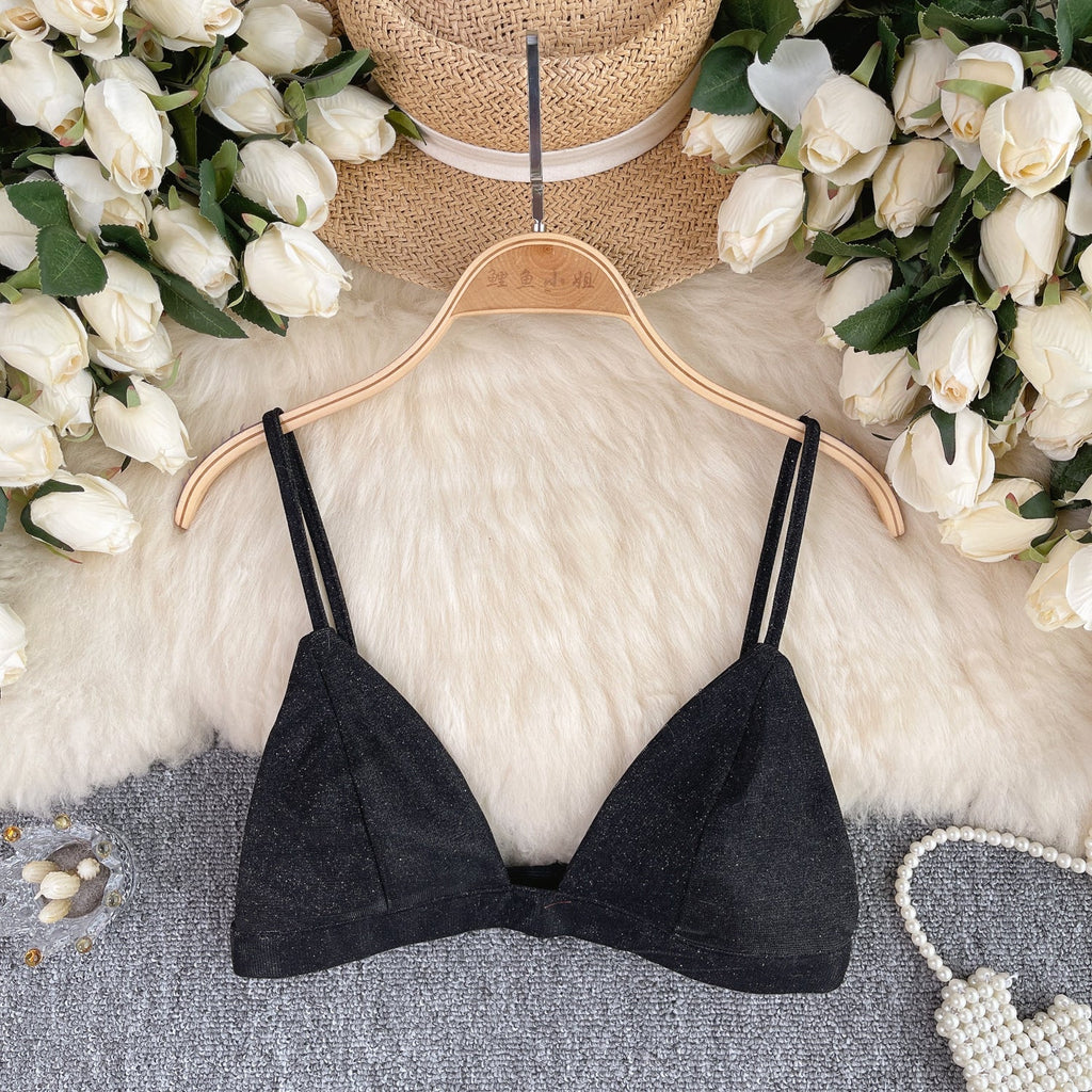 Chic Glossy Sequin Lingerie Top