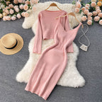 Chic Jersey&Halter V-neck Dress 2Pcs