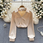 Elegant Solid Color Satin Shirt