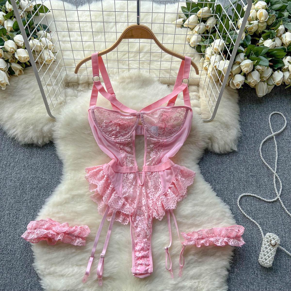 Lace See-through Low-cut Jumpsuit