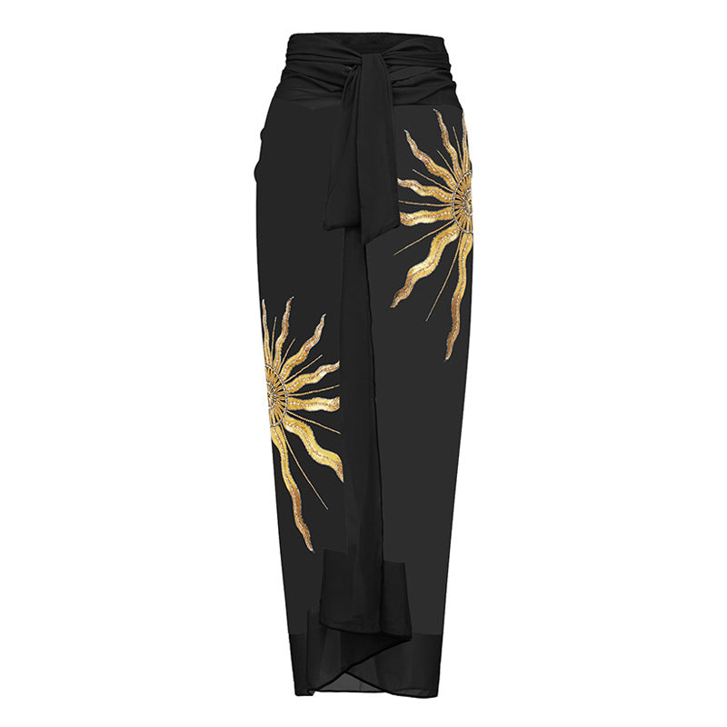 Sunflower Sequined Swimwear&Wrap Skirt