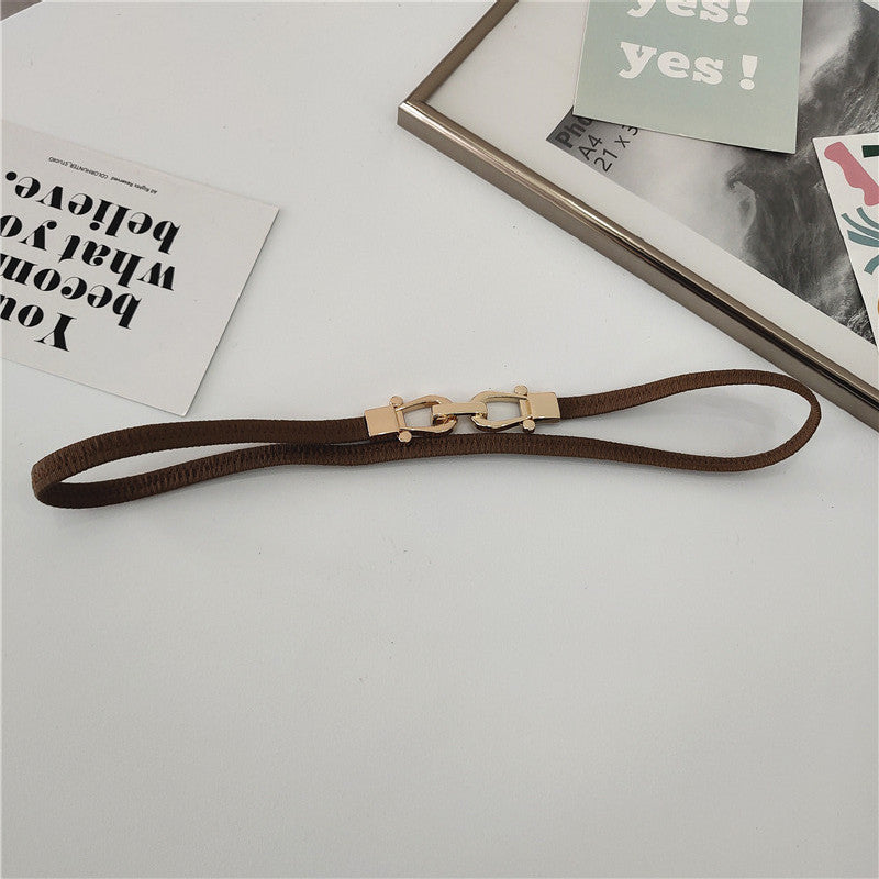 Gold-colored Buckle Decorative Soft Belt