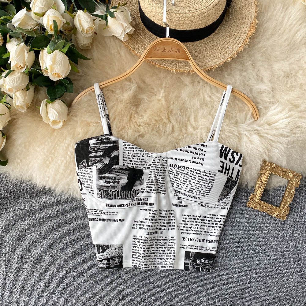 Newspaper Print Camisole