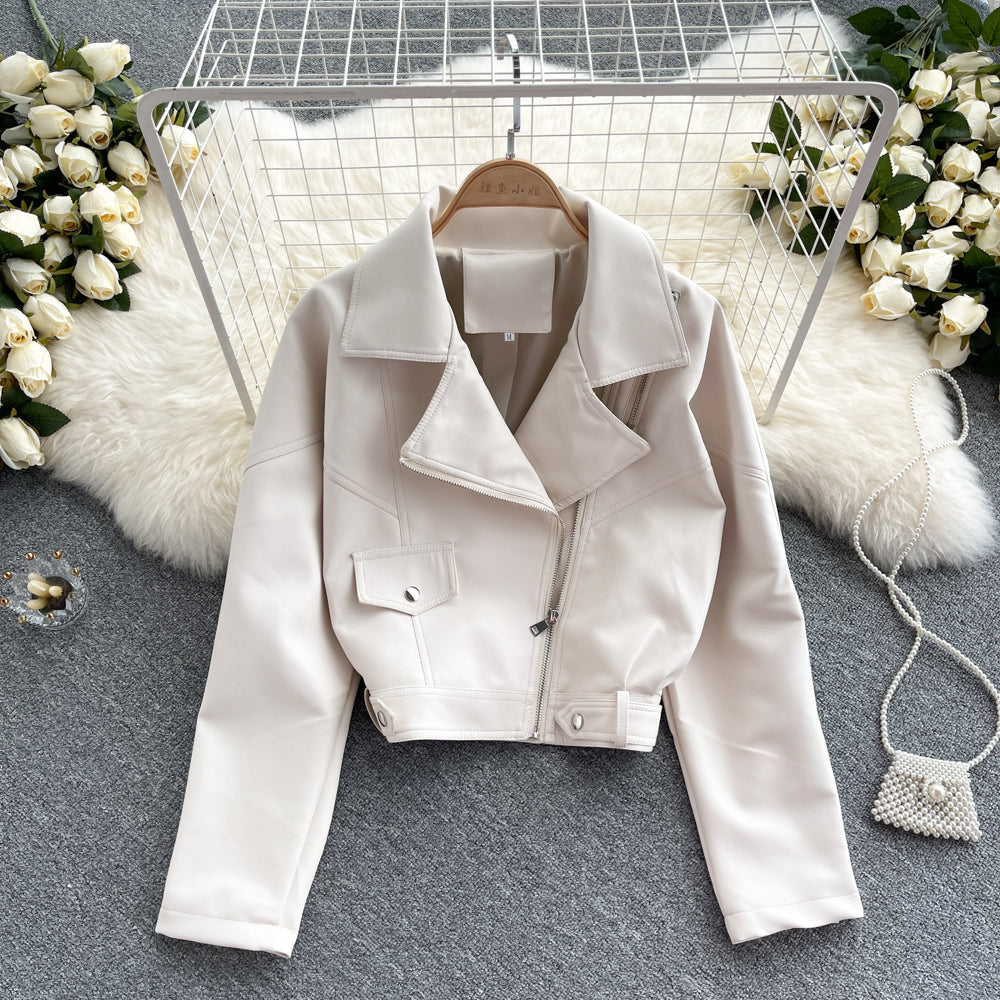 Vintage Short Pu Leather Jacket