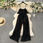 Solid Color Ruffled Slip Jumpsuit