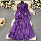 Bow-tie Pleated Chiffon Maxi Dress